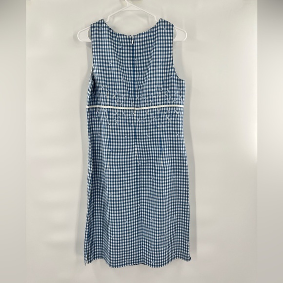 Talbots blue white sleeveless dress size 8 gingham - Picture 7 of 8
